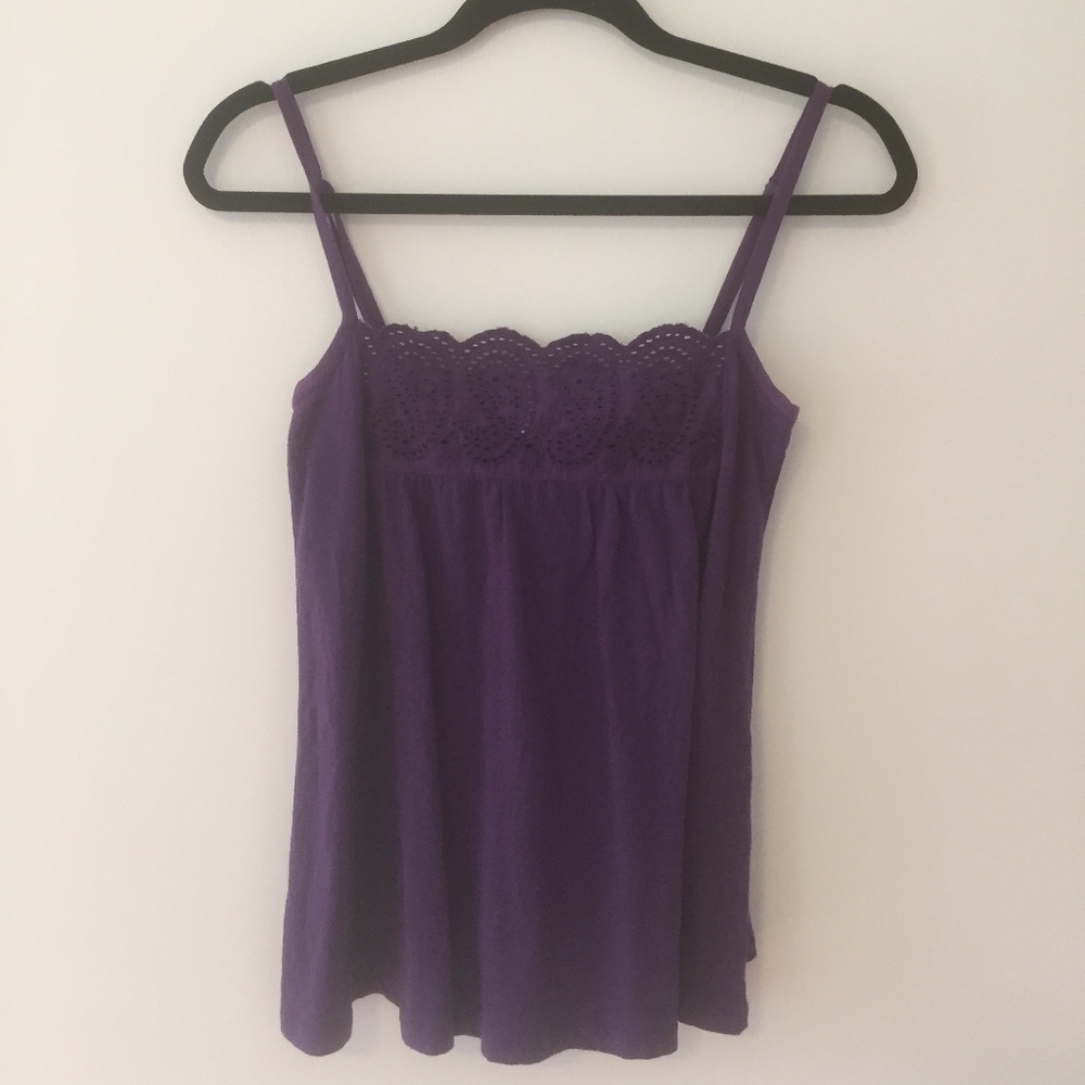 Purple Gap Tank Top with Eyelet Argyle Pattern